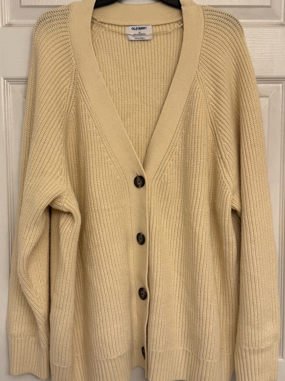 Old Navy Cream Knit Button-Front Cardigan Sweater